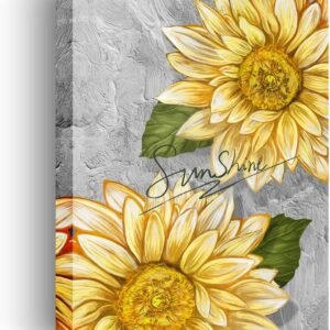 MESESE Wall Art Decor - 4 Panels Sunflower Canvas Wall Art Giclee Modern Home Decoration Watercolor Poster Canvas Picture for Living Room Ready to Hang