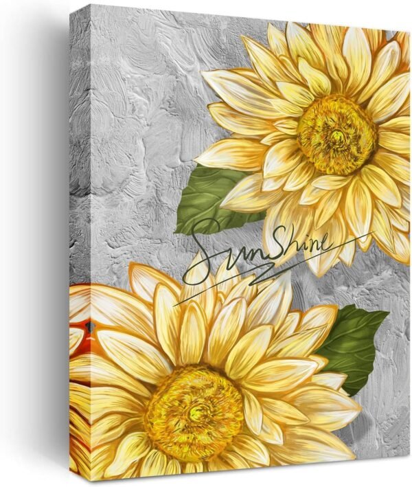 MESESE Wall Art Decor - 4 Panels Sunflower Canvas Wall Art Giclee Modern Home Decoration Watercolor Poster Canvas Picture for Living Room Ready to Hang