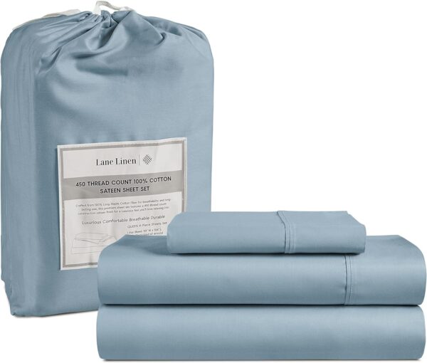 LANE LINEN Queen Sheet Set, 4 Pc Queen Size Sheets Set, 450 Thread Count 100% Cotton Sheets, Cooling Sheets Queen Size, Soft and Breathable Bed Sheets Queen, Deep Pocket Queen Sheets - Ivory
