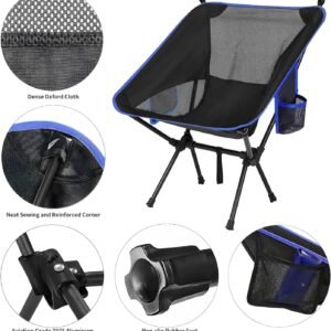 Nestling Portable Camping Chair, Lightweight Folding Chair Beach Chair with Side Pockets for Outdoor Camp, Backpacking, Travel, Beach, Picnic, Hiking