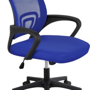 81O4Ac9a1CL._AC_SL1500.jpg Yaheetech Office Computer Desk Chair Swivel Rolling, Cute Task Chair Ergonomic Conference Room, Mesh Work Study Chair Basic Comfy Desktop Chair with Wheels Arms, Blue