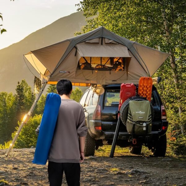 Portable Camping Chair Folding Quad Outdoor Lawn Chairs Cooling Mesh Back, Adjustable Arm Height, 2 Cup Holder, Side Pocket for Concert, Carry Bag for Sports Support 300lbs(Blue Mesh)