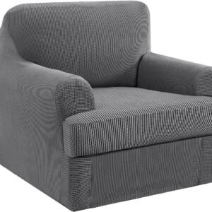 H.VERSAILTEX High Stretch Jacquard 2 Pieces Sofa Cover Couch Cover Furniture Sofa Slip Covers for Living Room, Polyester Spandex Jacquard Fabric Suit for T Cushion/Box Cushion (Sofa 72"-88", Navy)