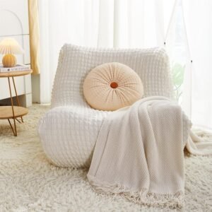 cjc Single Seated Foam Sofa Covers, One Piece 3D High Density Couch Covers, Removable and Machine Washable Covers, Universally Matched with All Floor Sofas On The Market (Seersucker Milky White)