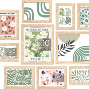 upsimples 10 Pack Picture Frames Collage Wall Decor with Glass, Gallery Wall Frame Set for Wall Mounting or Tabletop Display, Multi Sizes Including 8x10, 5x7, 4x6 Family Photo Frames, Black