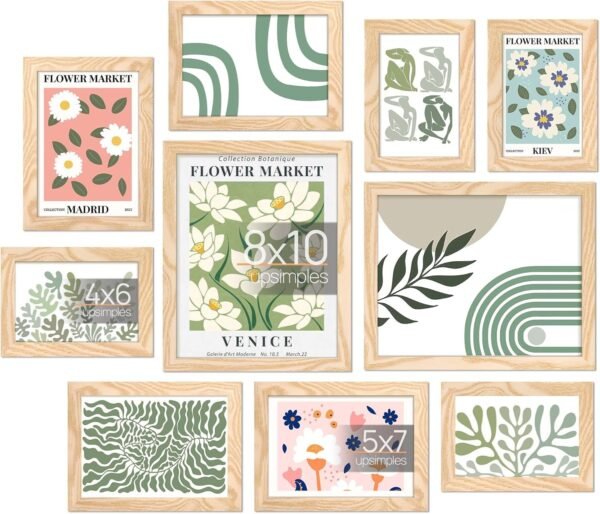 upsimples 10 Pack Picture Frames Collage Wall Decor with Glass, Gallery Wall Frame Set for Wall Mounting or Tabletop Display, Multi Sizes Including 8x10, 5x7, 4x6 Family Photo Frames, Black