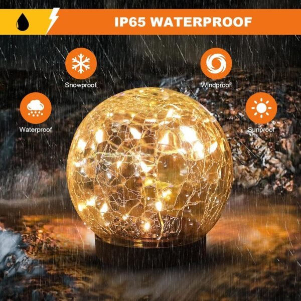 81Reh7ztySL._AC_SL1500.jpg Solar Globe Lights Outdoor Waterproof-Solar Balls-Solar Garden Lights-Solar Orbs for Outside 2 Pack Cracked Glass Ball for Lawn Patio Yard Backyard Decorations