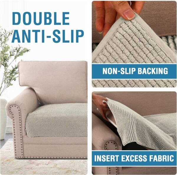 81SPG-dd8XL._AC_SL1500.jpg H.VERSAILTEX Plush Chenille Dog Bed Cover Thick Soft Sofa Cover for 3 Cushion Couch Anti Slip Couch Cover Water Resistant Furniture Protector for Dog, Pet, Cat (35" x 82", Island Fossi)