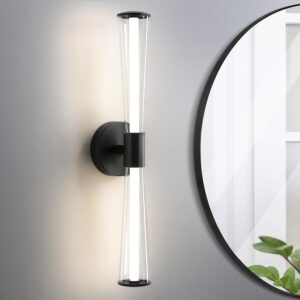 KAISITE Gold Bathroom Light Fixture - Modern Bathroom Vanity Light Dimmable LED Bathroom Sconce Wall Lighting Fixture with Double Layer Shades 13W 4000K 23inch Bath Vanity Light Bar Over Mirror