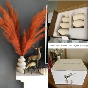 Ceramic Vases Set 2, Modern Home Decor,Off White Round Vases,Modern Dried Flower Vases, Boho Home Decor for Centerpieces Wedding Dinner Table Party Living Room Office Bedroom