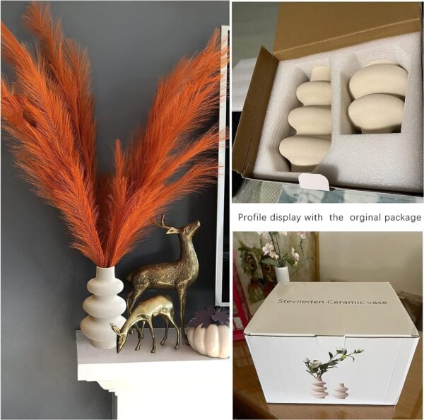 Ceramic Vases Set 2, Modern Home Decor,Off White Round Vases,Modern Dried Flower Vases, Boho Home Decor for Centerpieces Wedding Dinner Table Party Living Room Office Bedroom