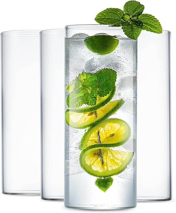 LUXU Drinking Glasses 19 oz, Thin Highball Glasses Set of 6,Clear Tall Glass Cups For Water, Juice, Beer, Drinks, and Cocktails and Mixed Drinks