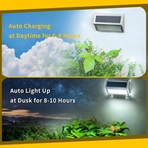 ROSHWEY Solar Fence Lights Outdoor Waterproof, 6 Pack Solar Deck Post Lights Solar Powered Outside Lights Dusk to Dawn Led Steps Lamps for Stairs Garden Patio Yard Railing Decoration Lighting