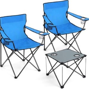 Joyfair Portable Camping Chair, Large Outdoor Folding Chair for Adults, 600D Oxford Fabric Sturdy Foldable Chair for Beach, Fishing, Picnic Lawn and More Outdoor Sports, Carry Bag & Cup Holders, Black