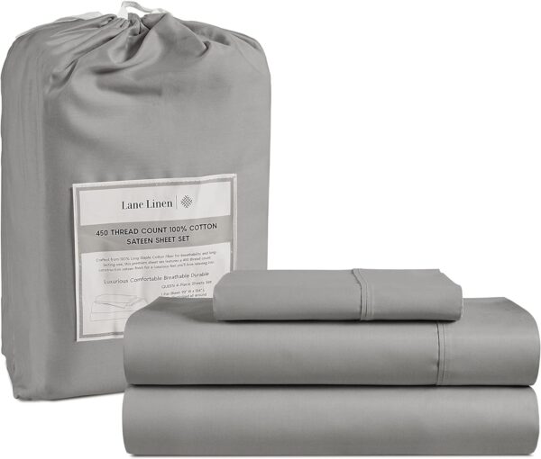 LANE LINEN Queen Sheet Set, 4 Pc Queen Size Sheets Set, 450 Thread Count 100% Cotton Sheets, Cooling Sheets Queen Size, Soft and Breathable Bed Sheets Queen, Deep Pocket Queen Sheets - Ivory