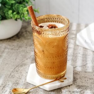 Kate Aspen Hobnail Beaded Floral Rose Gold Drinking Glasses Set of 6, (13 oz) Vintage Glassware Set Cocktail Glass Set, Juice Glass, Water Cups | Great Hostess Gift & Gift for New Home Owners