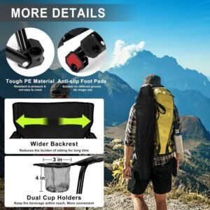 Joyfair Portable Camping Chair, Large Outdoor Folding Chair for Adults, 600D Oxford Fabric Sturdy Foldable Chair for Beach, Fishing, Picnic Lawn and More Outdoor Sports, Carry Bag & Cup Holders, Black