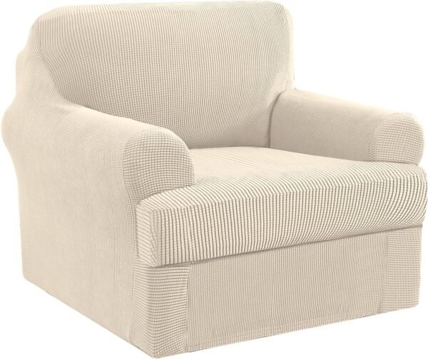 H.VERSAILTEX High Stretch Jacquard 2 Pieces Sofa Cover Couch Cover Furniture Sofa Slip Covers for Living Room, Polyester Spandex Jacquard Fabric Suit for T Cushion/Box Cushion (Sofa 72"-88", Navy)