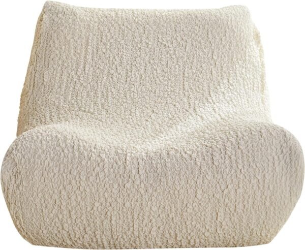 cjc Single Seated Foam Sofa Covers, One Piece 3D High Density Couch Covers, Removable and Machine Washable Covers, Universally Matched with All Floor Sofas On The Market (Seersucker Milky White)