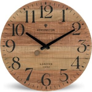 HOME Farmhouse Black Wall Clock - 12 Inch Quartz Battery Operated Vintage Wooden Decorative Silent Analog Clock for Kitchen, Living Room, Bedroom, Office