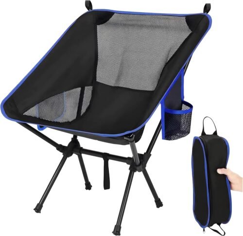 Nestling Portable Camping Chair, Lightweight Folding Chair Beach Chair with Side Pockets for Outdoor Camp, Backpacking, Travel, Beach, Picnic, Hiking