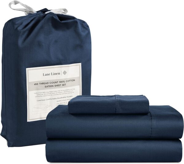 LANE LINEN Queen Sheet Set, 4 Pc Queen Size Sheets Set, 450 Thread Count 100% Cotton Sheets, Cooling Sheets Queen Size, Soft and Breathable Bed Sheets Queen, Deep Pocket Queen Sheets - Ivory