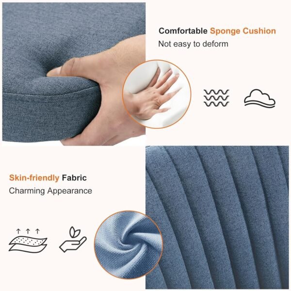 Sweetcrispy Armless Office Chair Cute Desk Chair, Modern Fabric Home Office Desk Chairs with Wheels Adjustable Swivel Task Computer Vanity Chair for Small Spaces