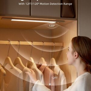 Motion Sensor Cabinet Light,48LED Detachable Battery Powered Operated Dimmable Closet Lights, Rechargeable Wireless Under Counter Lighting,Night Light for Stairway,Kitchen,Wardrobe,Cupboard