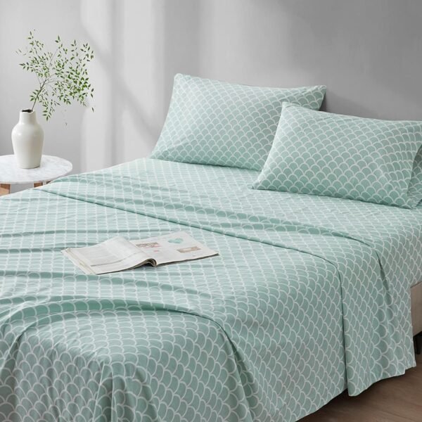 Comfort Spaces 100% Cotton Sheet Set Breathable, Lightweight, Soft with 14" Elastic Pocket Fits up to 16" Mattress, All Season Cozy Bedding, Matching Pillow Case, Queen Good Vibes 4 Piece