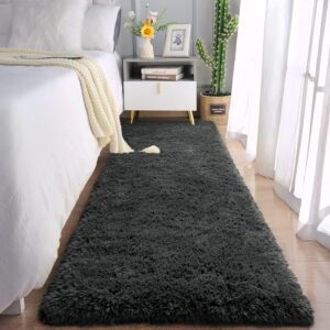 81m8RCb1EsL._AC_SL1500.jpg Chicrug Soft Runner Rugs for Bedroom Living Room Plush Fluffy Rug 2x6 Feet, Shag Furry Area Rug Carpet Non Shedding for Nursery Children Kids Girls Room Home Decorative, Grey