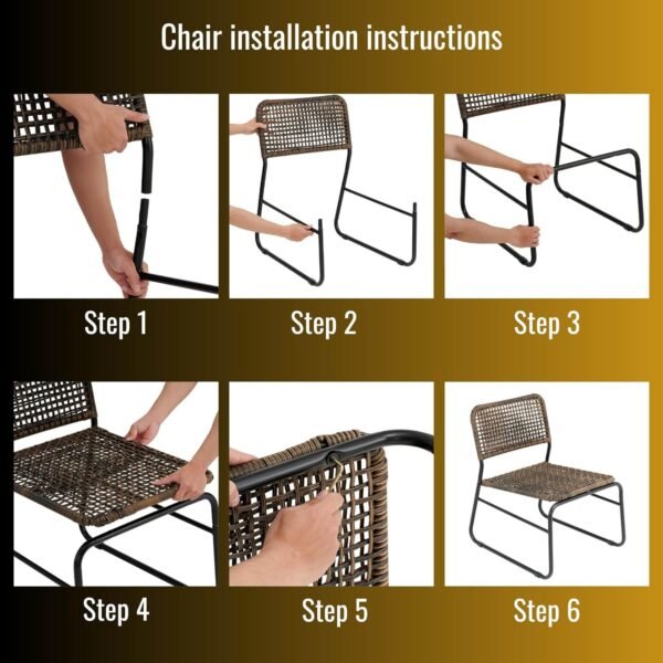 Outdoor Bistro Furniture, 3 Piece Patio Set, PE Rattan Wicker Chairs & Modern Round Table, Conversation Set for Porch, Backyard, Apartment, Balcony, Pool, Weather-Resistant