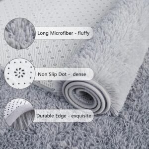 81mavbiVfwL._AC_SL1500.jpg Chicrug Soft Runner Rugs for Bedroom Living Room Plush Fluffy Rug 2x6 Feet, Shag Furry Area Rug Carpet Non Shedding for Nursery Children Kids Girls Room Home Decorative, Grey