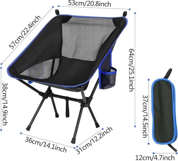Nestling Portable Camping Chair, Lightweight Folding Chair Beach Chair with Side Pockets for Outdoor Camp, Backpacking, Travel, Beach, Picnic, Hiking