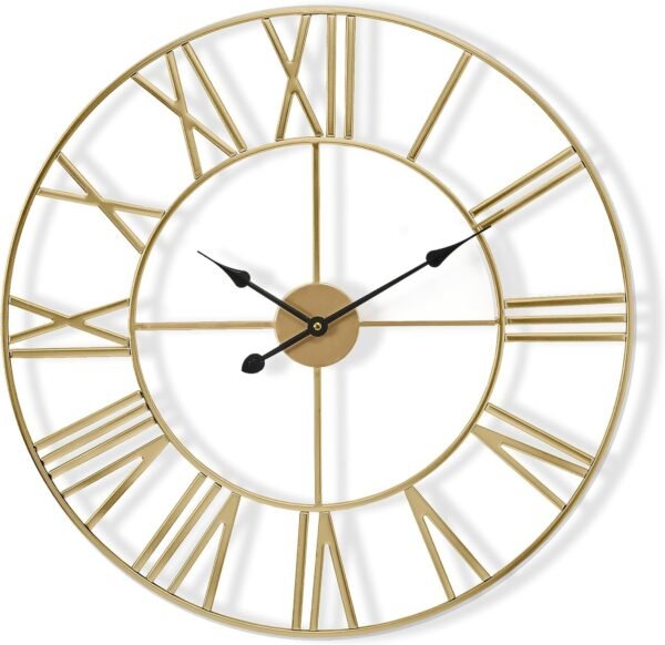 Sorbus Large Wall Clock for Living Room Decor, (40CM) 16 Inch Wall Clock Decorative, Metal Analog Roman Numeral Wall Clock Modern Wall Clocks - Large Clock Home Decor (Gold)