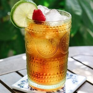 Kate Aspen Hobnail Beaded Floral Rose Gold Drinking Glasses Set of 6, (13 oz) Vintage Glassware Set Cocktail Glass Set, Juice Glass, Water Cups | Great Hostess Gift & Gift for New Home Owners