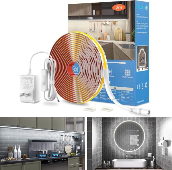 81ocvauH2cL._AC_SL1500.jpg WOBANE LED Cabinet Lights, 4 PCS 20inch LED Strip Lights Kit, Under Counter Lighting for Kitchen, Under Desk, Shelf, Display Case,Furniture, 120 LEDs, 1200 Lumen, 4000K Natural White