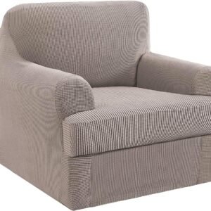 H.VERSAILTEX High Stretch Jacquard 2 Pieces Sofa Cover Couch Cover Furniture Sofa Slip Covers for Living Room, Polyester Spandex Jacquard Fabric Suit for T Cushion/Box Cushion (Sofa 72"-88", Navy)