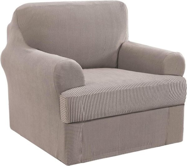 H.VERSAILTEX High Stretch Jacquard 2 Pieces Sofa Cover Couch Cover Furniture Sofa Slip Covers for Living Room, Polyester Spandex Jacquard Fabric Suit for T Cushion/Box Cushion (Sofa 72"-88", Navy)