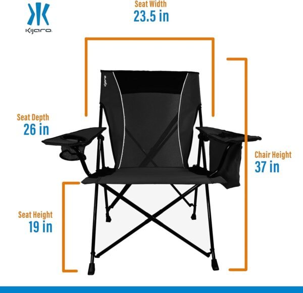 81pCBHmB7ML._AC_SL1500.jpg Kijaro Dual Lock Portable Chair with Cooler - Vik Black, Folding, Camping, 300 lb Capacity, 2 Cup Holders