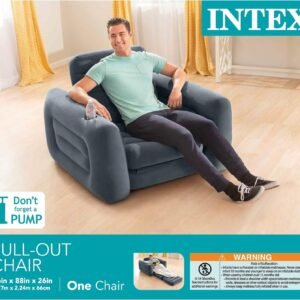 Intex 66551EP Inflatable Pull-Out Sofa Chair Sleeper That Works as a Air Bed Mattress, Twin Sized