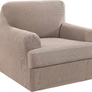 H.VERSAILTEX High Stretch Jacquard 2 Pieces Sofa Cover Couch Cover Furniture Sofa Slip Covers for Living Room, Polyester Spandex Jacquard Fabric Suit for T Cushion/Box Cushion (Sofa 72"-88", Navy)