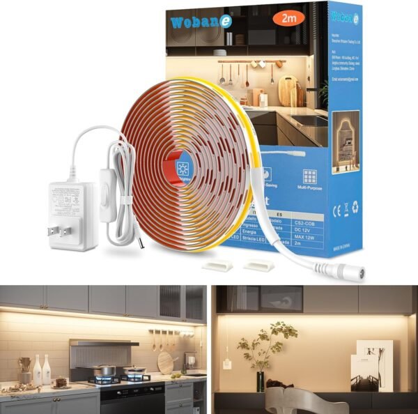 81qjHjwvLGL._AC_SL1500.jpg WOBANE LED Cabinet Lights, 4 PCS 20inch LED Strip Lights Kit, Under Counter Lighting for Kitchen, Under Desk, Shelf, Display Case,Furniture, 120 LEDs, 1200 Lumen, 4000K Natural White