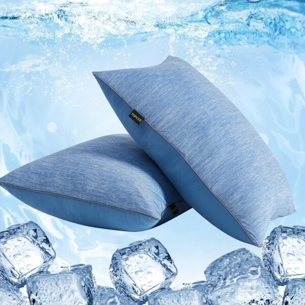 Topcee Cooling Bed Pillow Queen Size -2 Pack Hotel Luxury Pillows for Sleeping - Down Filling Supportive Pillows Queen Size Set of 2 for Back Side Stomach Sleepers(20"*28")
