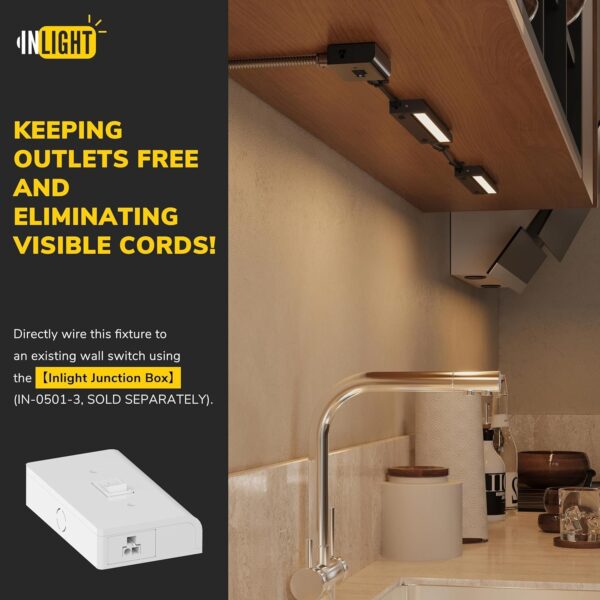 GETINLIGHT Inlight 16-inch Swivel LED Under Cabinet Lighting, 2 Color Levels, 2700K/4000K, Dimmable with Wall Dimmers, Plugged-in Only, Bronze Finished, IN-0109-4-BZ