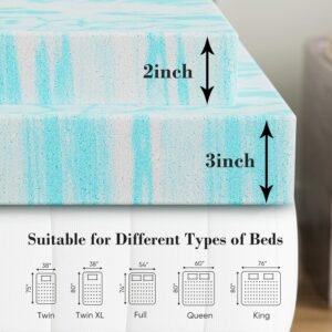 81tYBmHvtaL._AC_SL1500.jpg OLIXIS Mattress Topper Full Memory Foam, 3 Inch Thick Gel Infused Bed Toppers for Full Size Bed, Soft Mattress Pads for Sleeper Sofa, RV, Camper, Blue