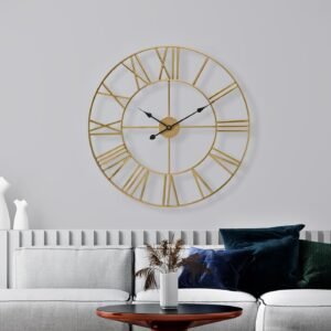 Sorbus Large Wall Clock for Living Room Decor, (40CM) 16 Inch Wall Clock Decorative, Metal Analog Roman Numeral Wall Clock Modern Wall Clocks - Large Clock Home Decor (Gold)