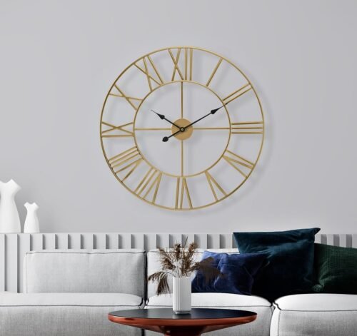 Sorbus Large Wall Clock for Living Room Decor, (40CM) 16 Inch Wall Clock Decorative, Metal Analog Roman Numeral Wall Clock Modern Wall Clocks - Large Clock Home Decor (Gold)