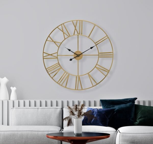 Sorbus Large Wall Clock for Living Room Decor, (40CM) 16 Inch Wall Clock Decorative, Metal Analog Roman Numeral Wall Clock Modern Wall Clocks - Large Clock Home Decor (Gold)