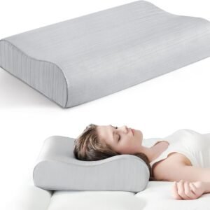Bedsure Breescape Cervical Neck Pillow for Pain Relief - Contour Memory Foam Pillows for Sleeping, Odorless Ergonomic Pillow Adjustable Orthopedic Neck Support Pillow for Side, Back & Stomach Sleeper