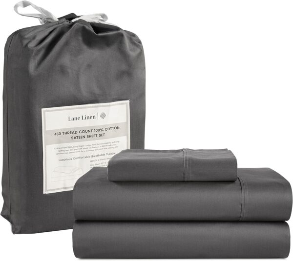 LANE LINEN Queen Sheet Set, 4 Pc Queen Size Sheets Set, 450 Thread Count 100% Cotton Sheets, Cooling Sheets Queen Size, Soft and Breathable Bed Sheets Queen, Deep Pocket Queen Sheets - Ivory